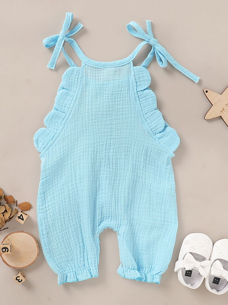 Wholesale Baby Girl Solid Color Halter Neck Jumpsuit 20