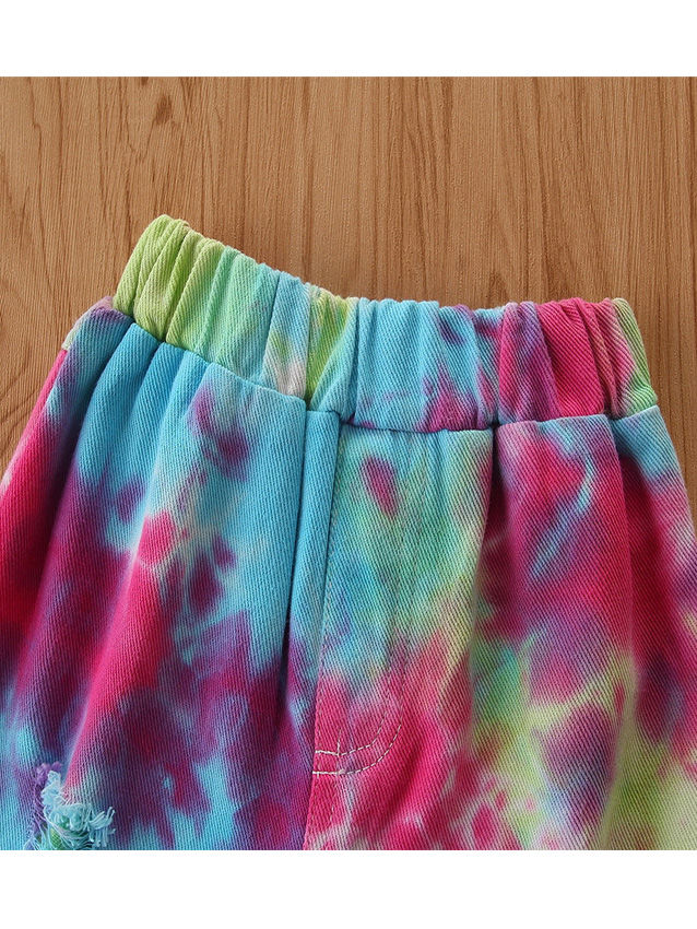 Wholesale Kid Girl Tie Dye Denim Flared Pants 200727339