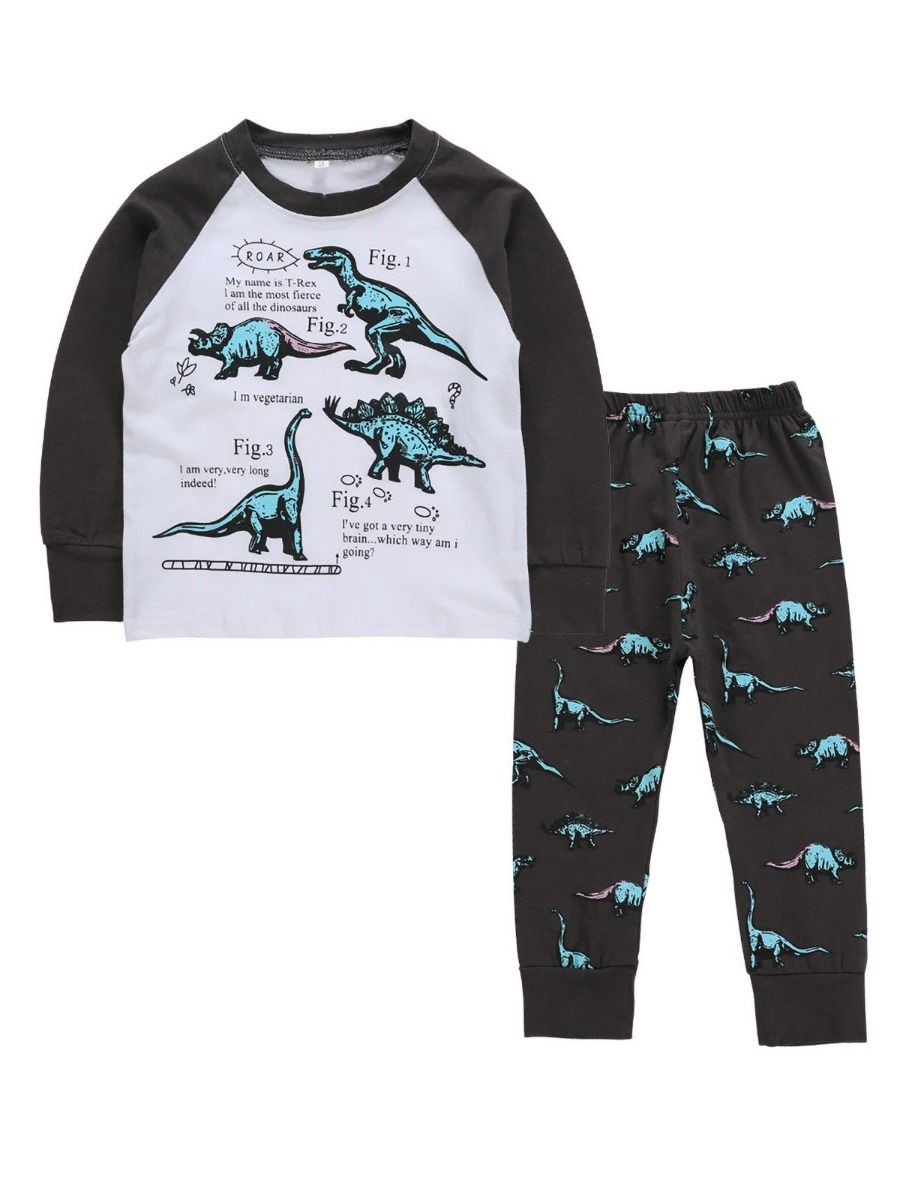 Wholesale 2 Piece Little Boy Dinosaur Pajamas Set Top