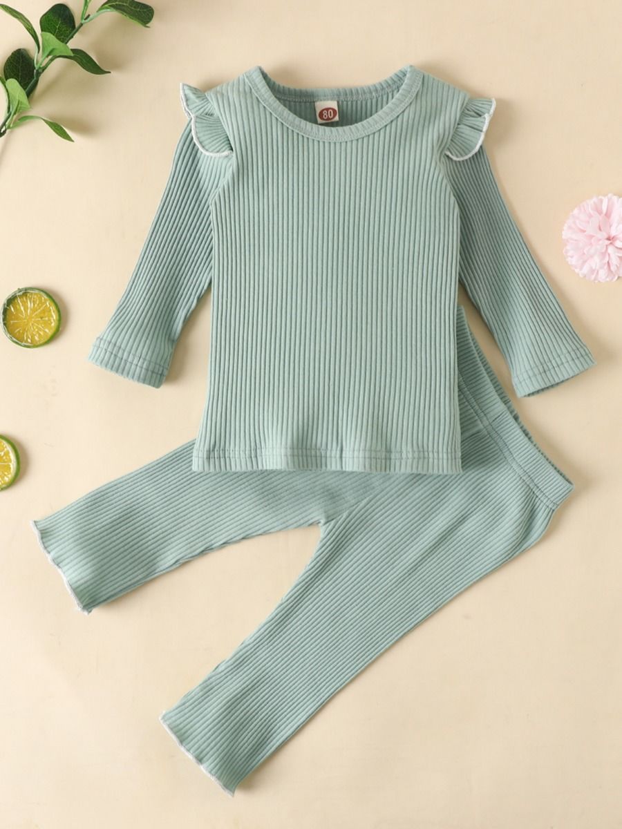Wholesale 2 Pieces Toddler Girl Ribbed Set Top & Croppe