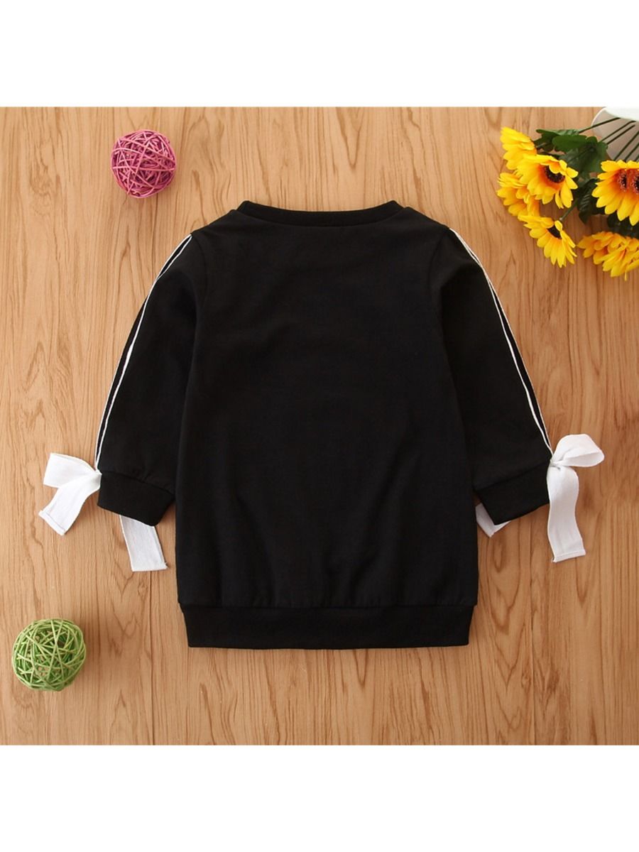 Wholesale Kid Girl Side Button Black Sweatshirt 2008118