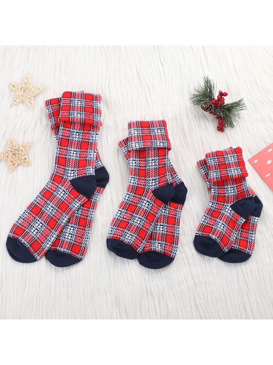 Wholesale Family Matching Christmas Plaid Socks 2008204