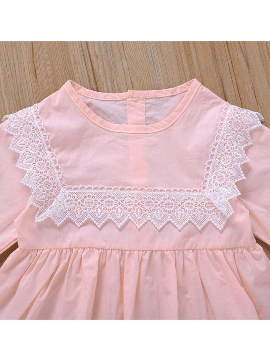 Wholesale Toddler Girl Eyelet Embroidered Pink Dress 20