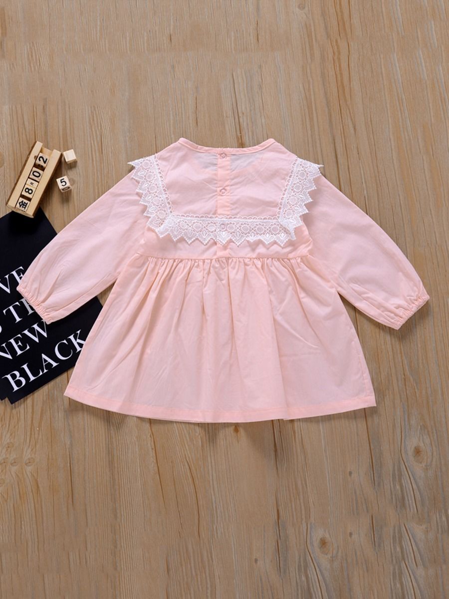 Wholesale Toddler Girl Eyelet Embroidered Pink Dress 20