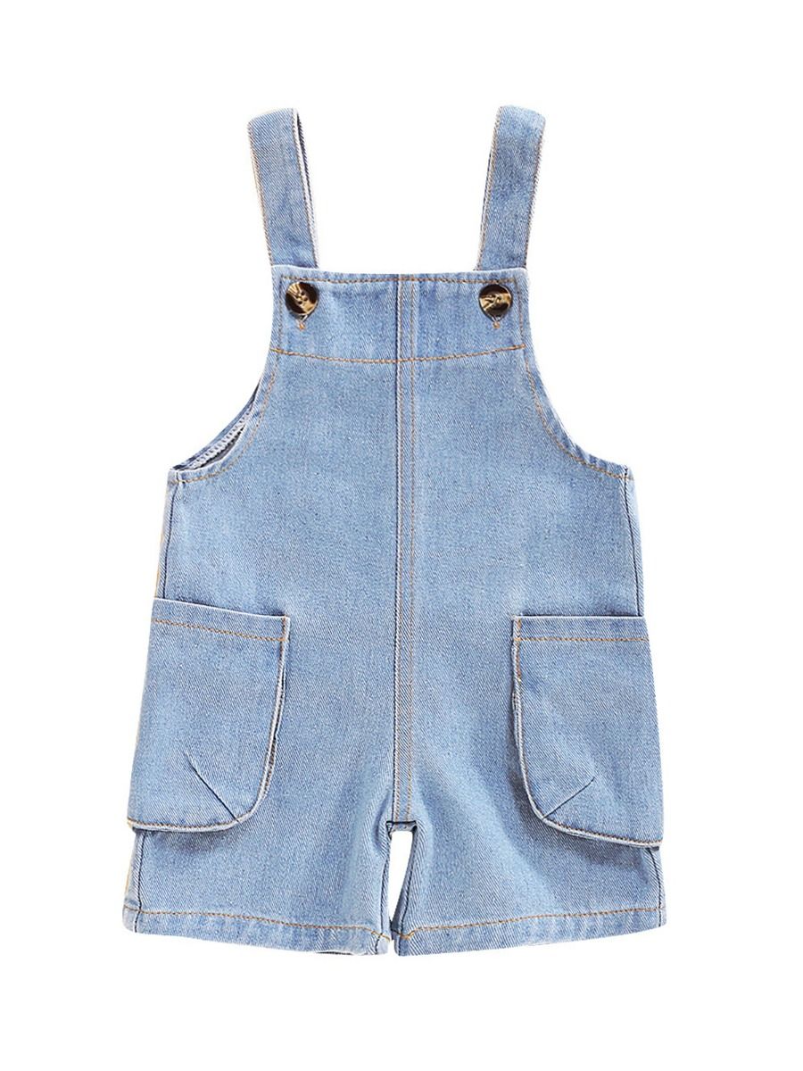 Wholesale Toddler Girl Versatile Denim Overall Shorts 2