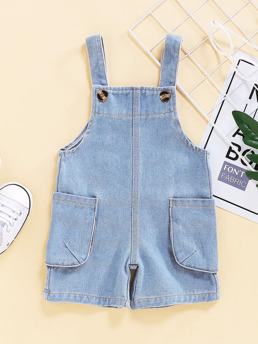 Wholesale Toddler Girl Versatile Denim Overall Shorts 2