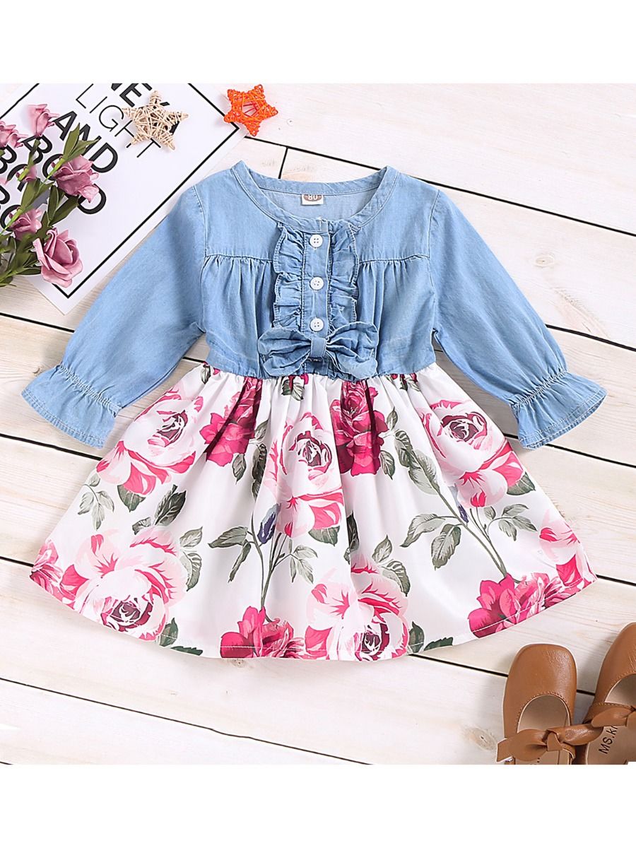denim dress with flowers