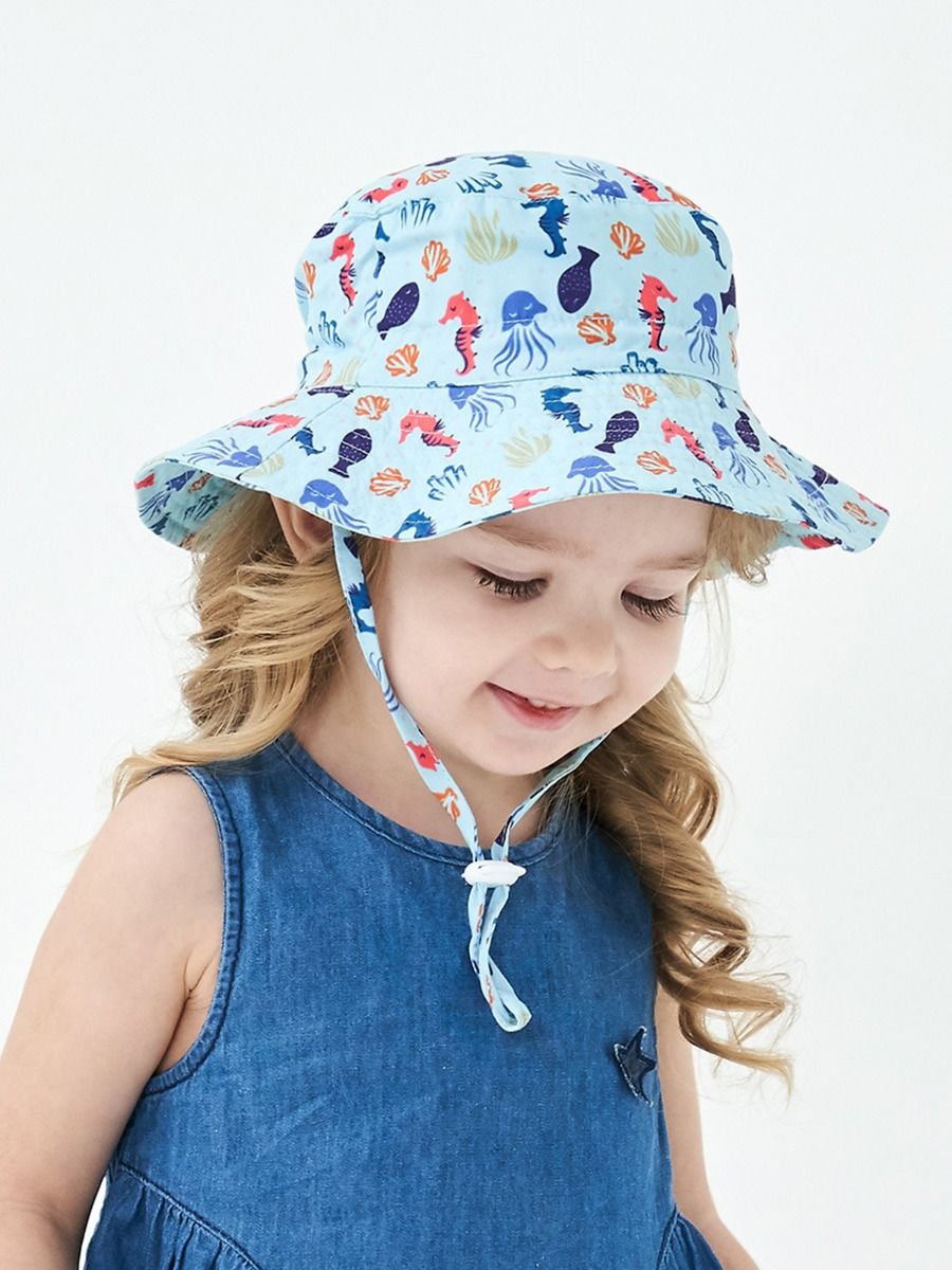 Wholesale Kid Print Drawstring Bucket Hat 200826033 k