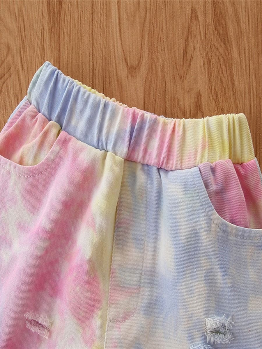 Wholesale Kid Girl Tie Dye Ripped Flared Pants 20083141