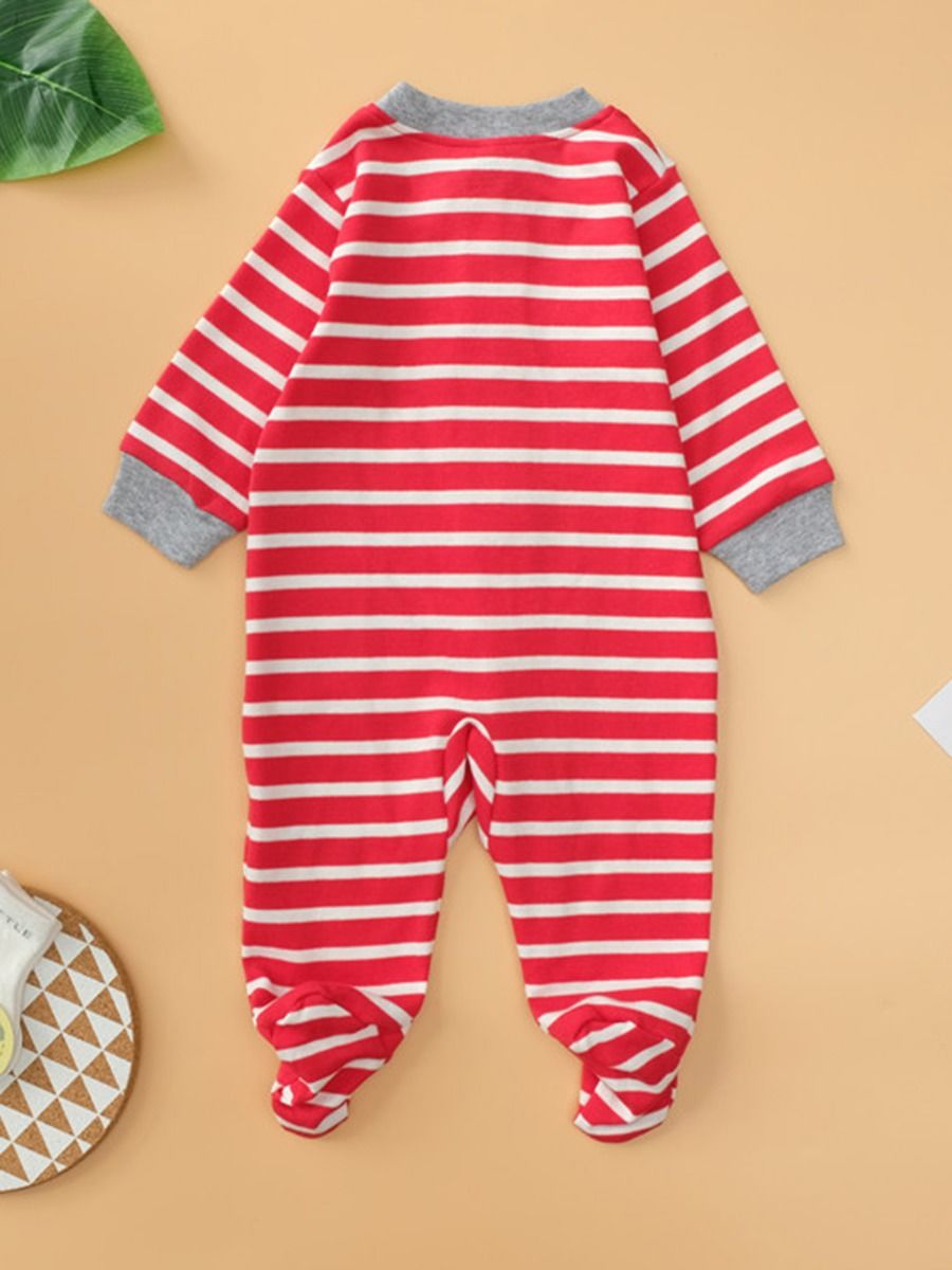 Wholesale Baby Stripe Footed Jumpsuit 200903135 - kiski