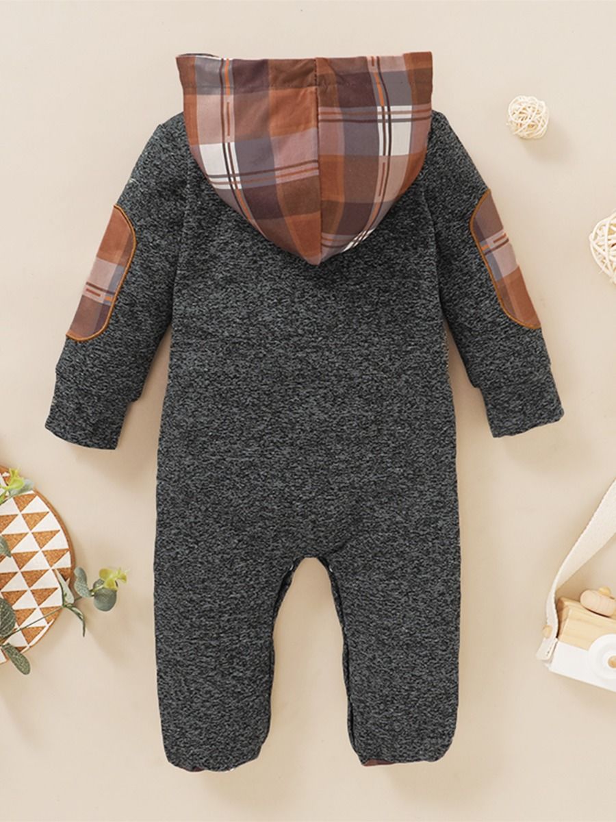 Wholesale Baby Boy Plaid Hooded Jumpsuit 20090667 kis