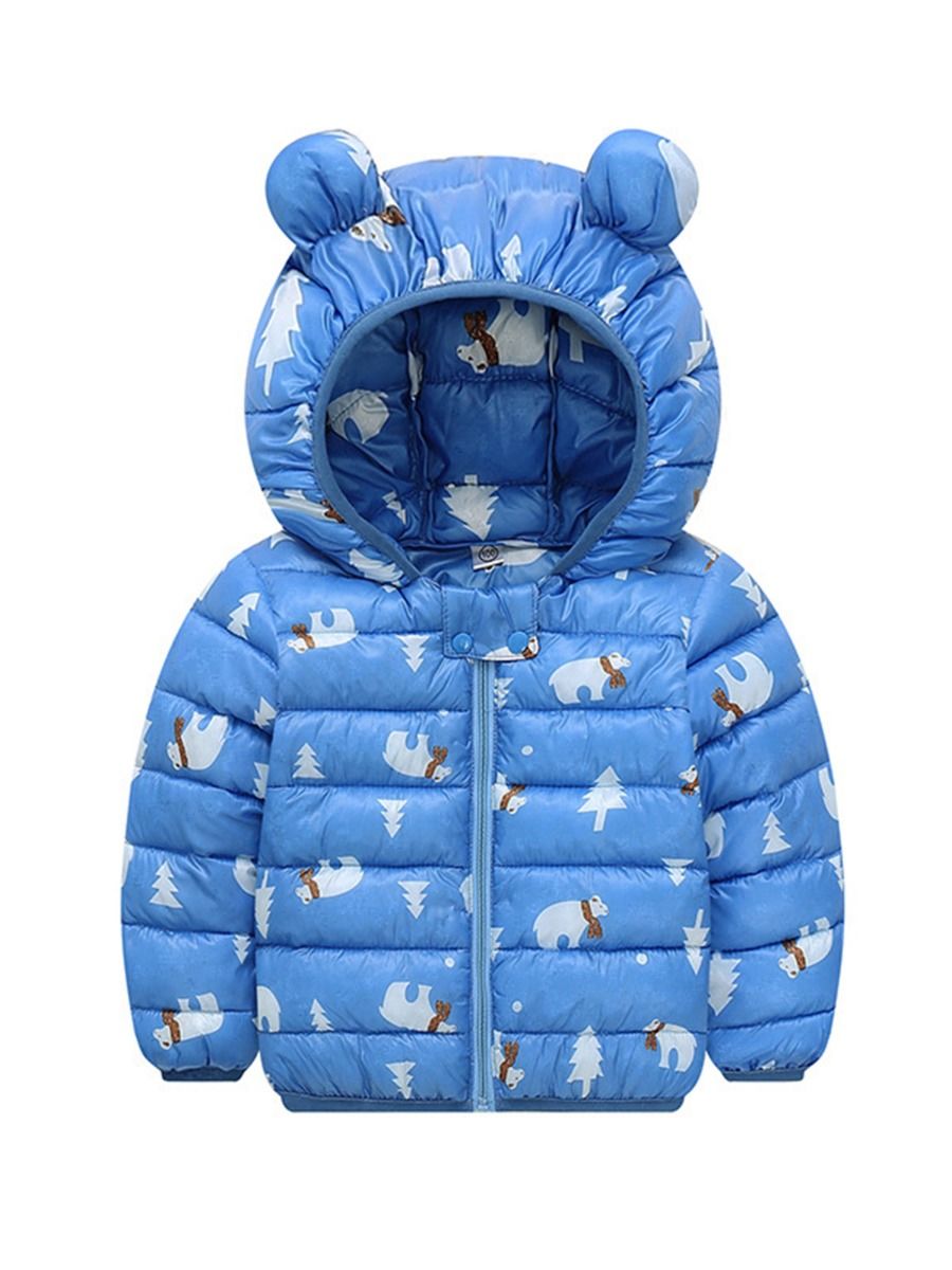 Wholesale Kid Unisex Polar Bear Print Ear Hooded Coat 2