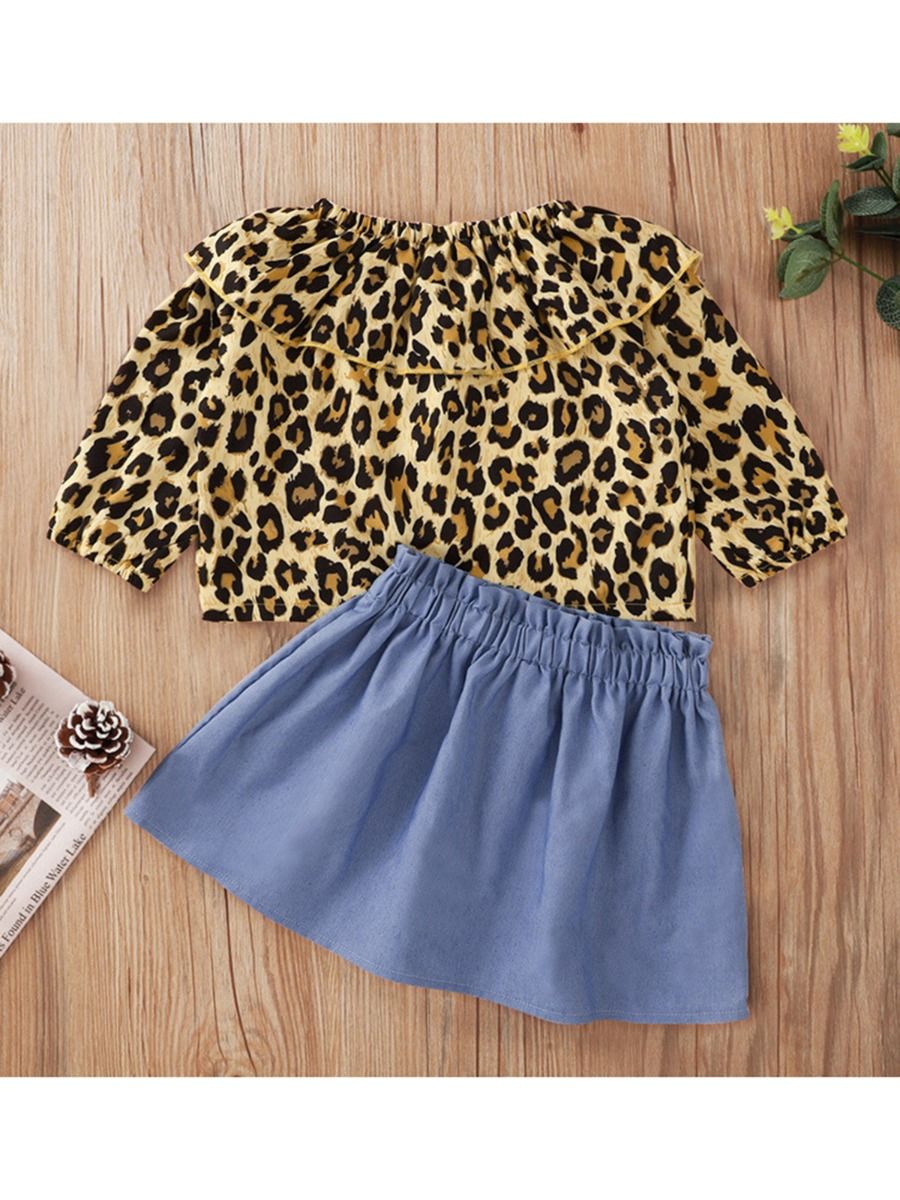 Wholesale 2 Pieces Baby Girl Leopard Print Top Matching