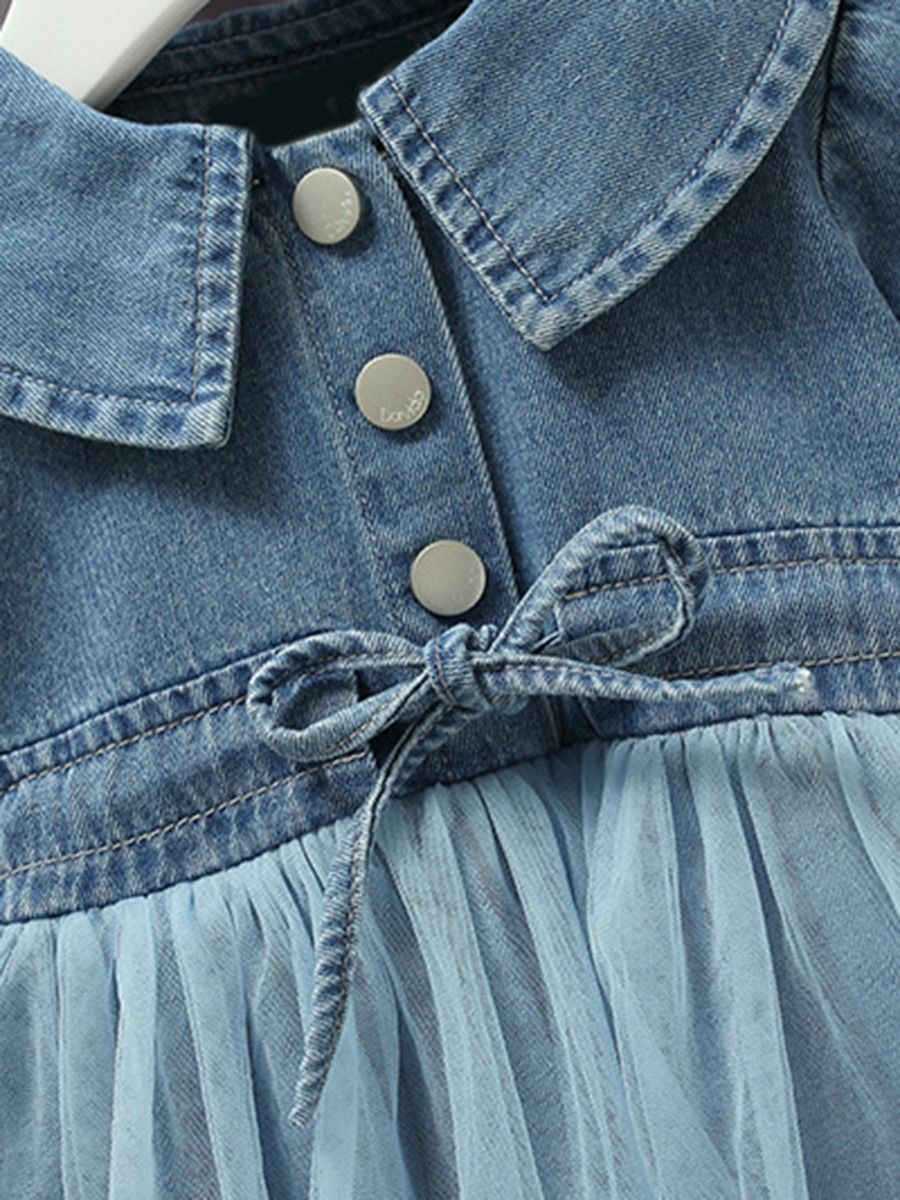 Wholesale Little Girl Denim & Mesh Tutu Dress 200917098