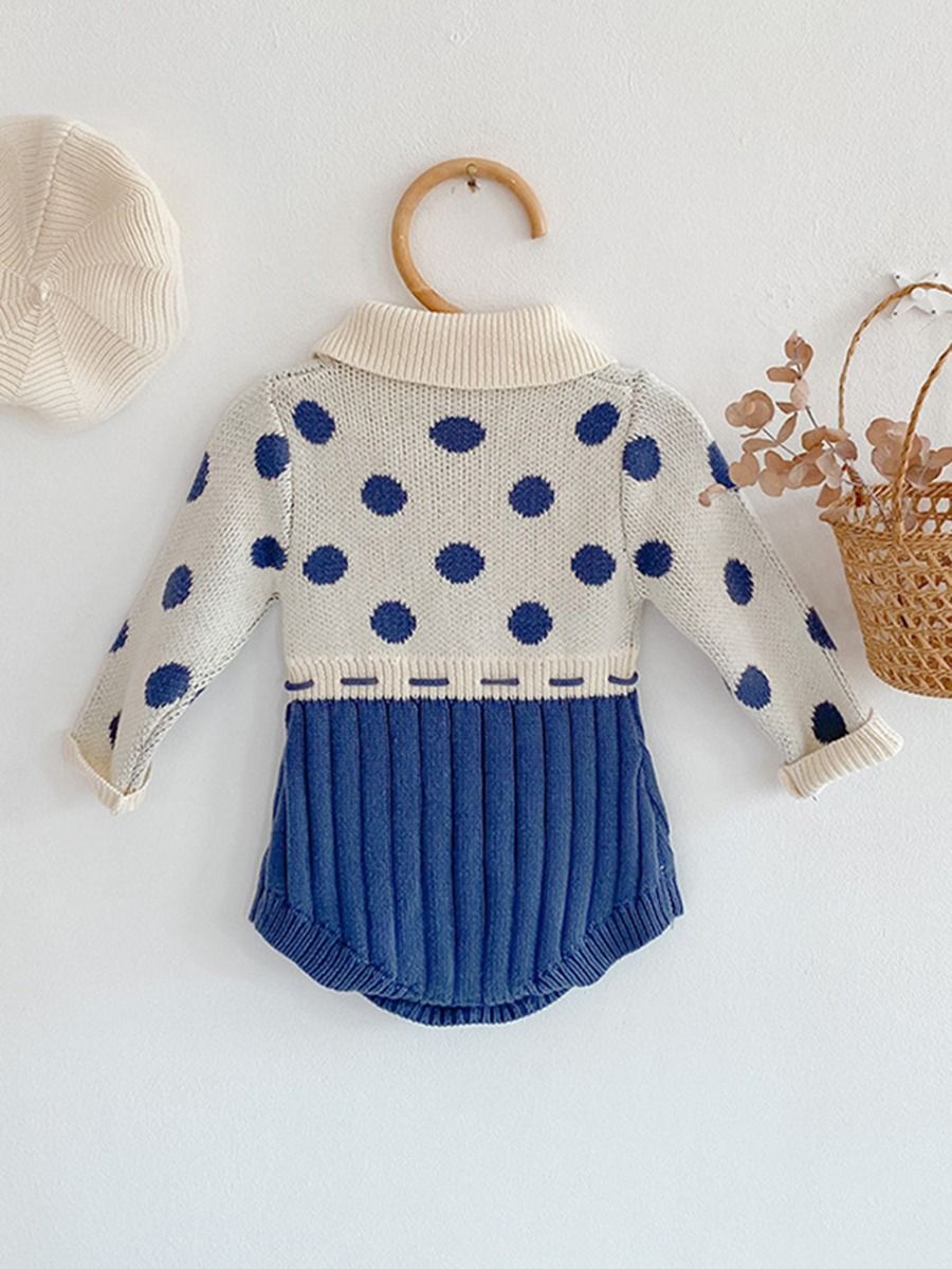 Baby Girl Polka Dot Pattern Little Flying Sleeve Loose Bodysuit