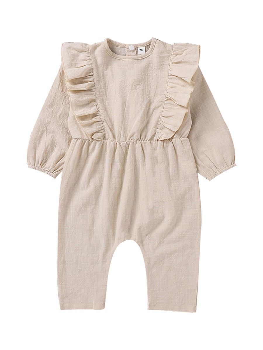 Wholesale Baby Girl Long Sleeve Plain Jumpsuit 20101364