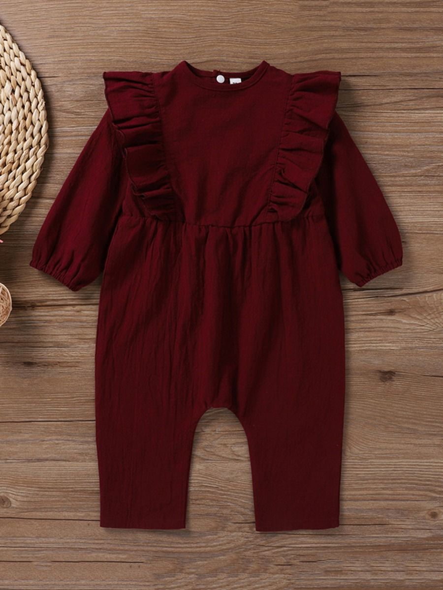 Wholesale Baby Girl Long Sleeve Plain Jumpsuit 20101364