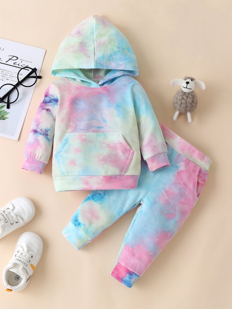 Wholesale 2 Pieces Infant Toddler Tie-dye Set Hooded Sw