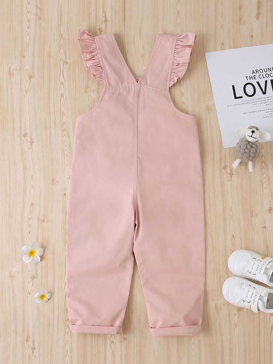 Wholesale Kid Girl Ruffle Pink Overall Trousers 2011151