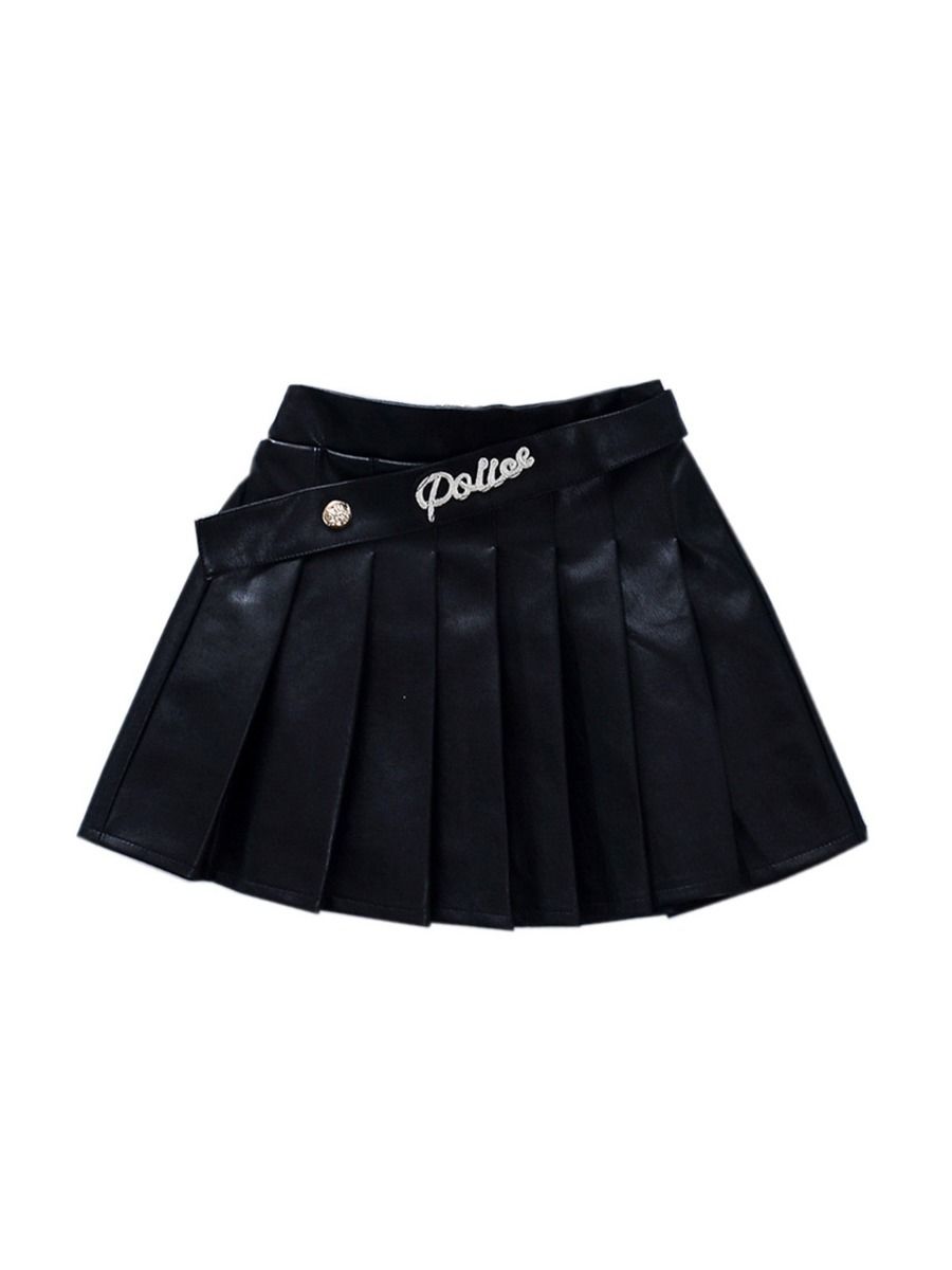 black pu pleated skirt