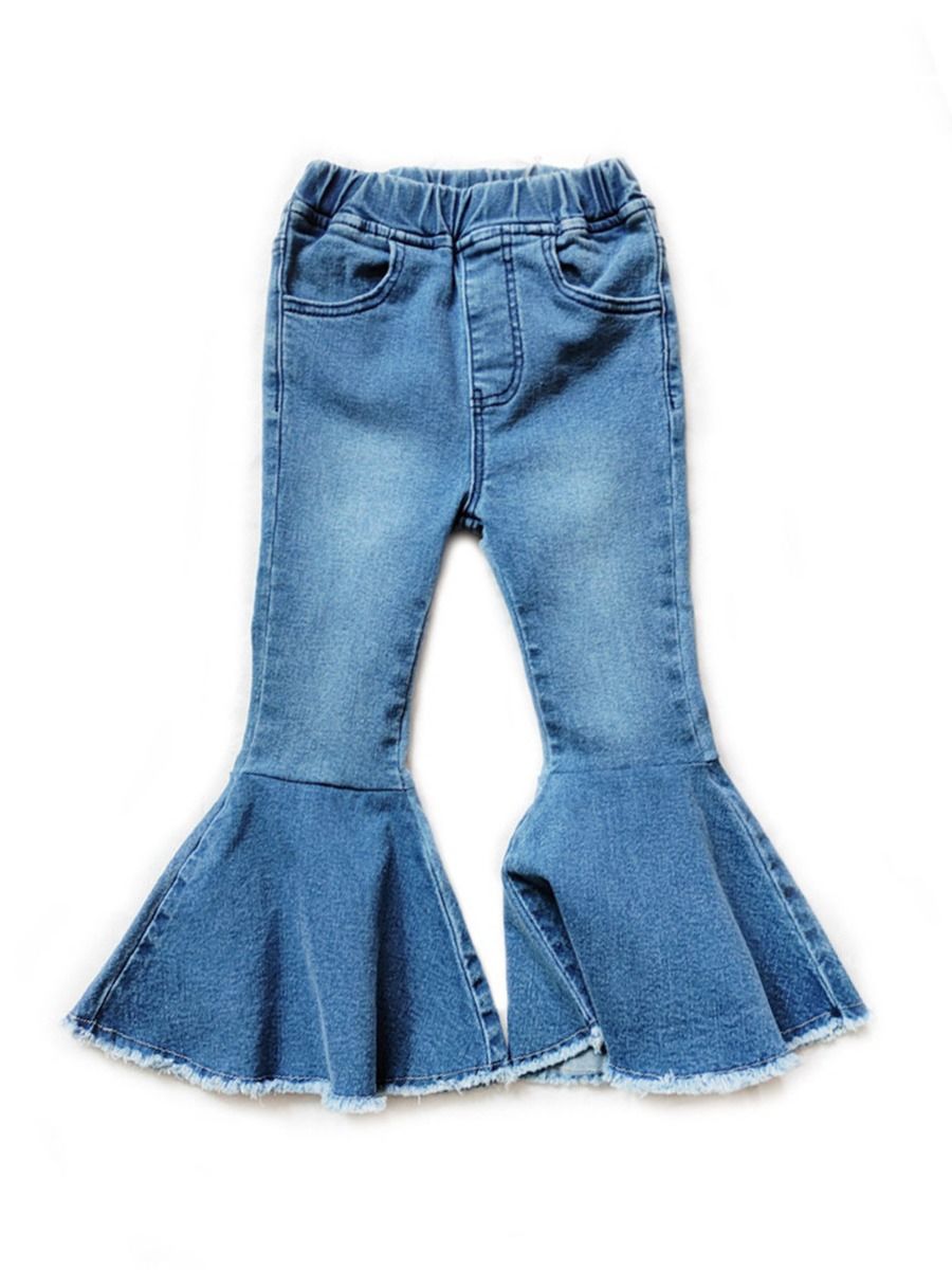Wholesale Kid Girl Blue Flared Jeans 201121382 - kiskis