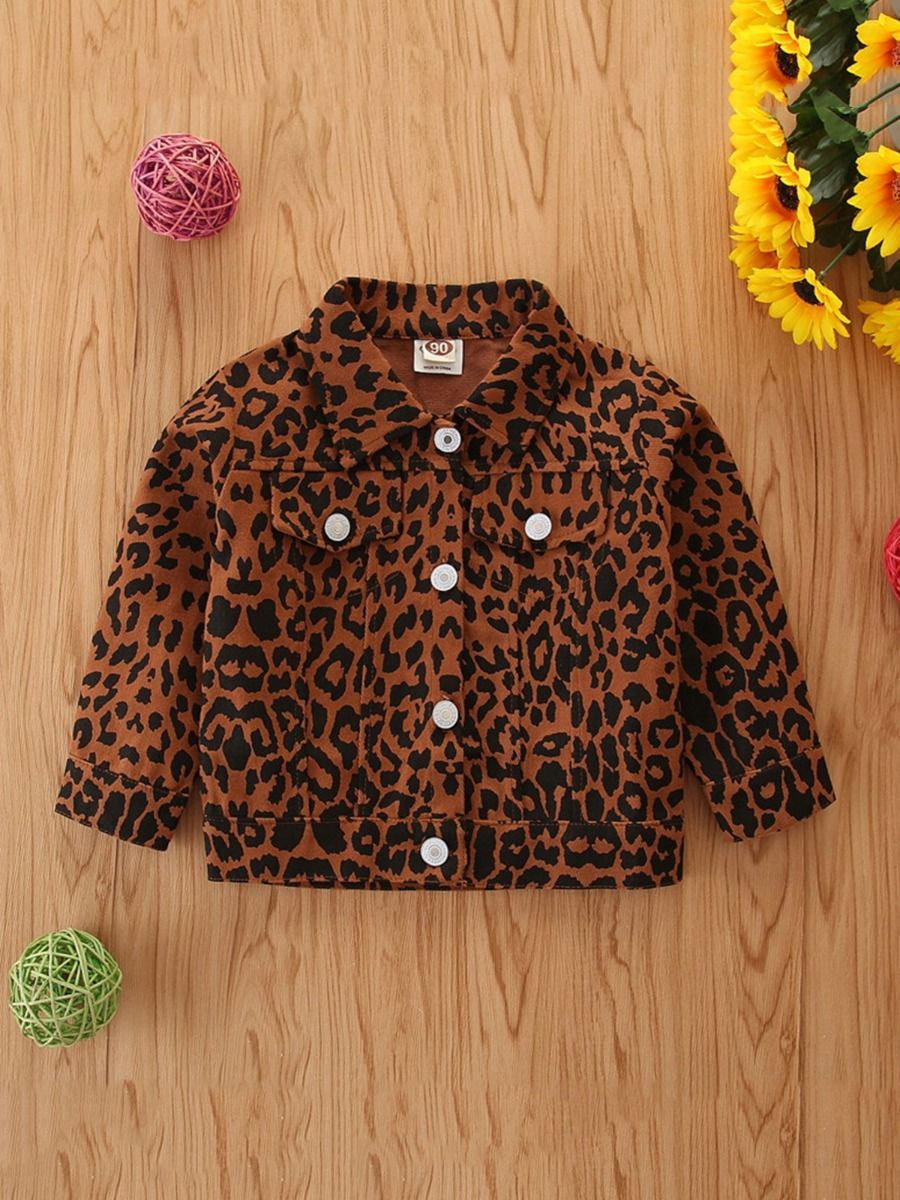 Wholesale Little Girl Leopard Denim Jacket 201127217