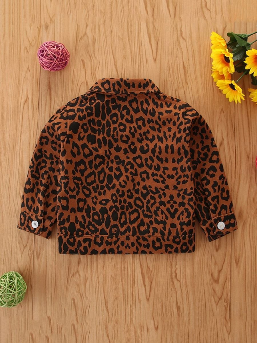 Wholesale Little Girl Leopard Denim Jacket 201127217
