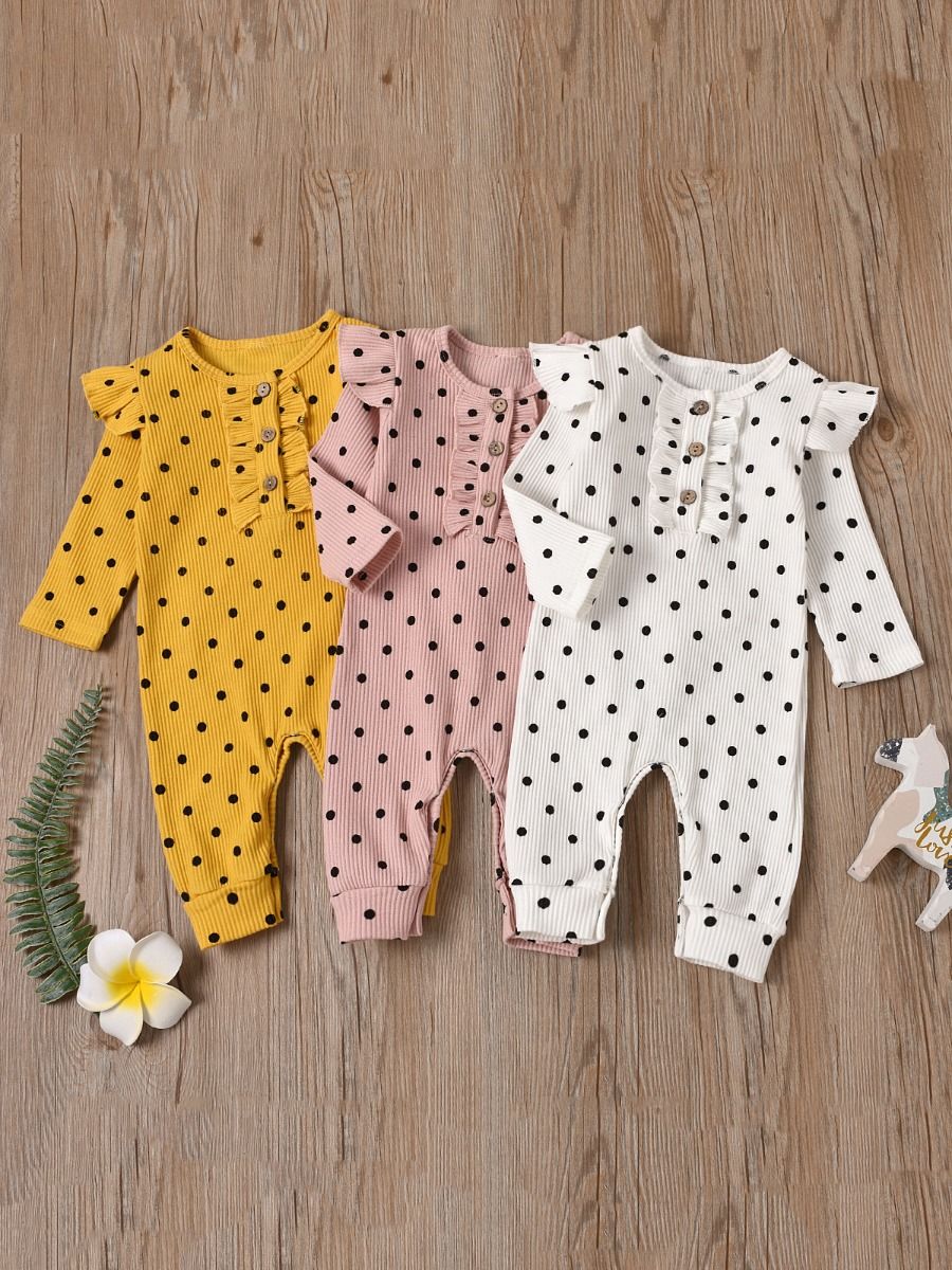 Babyhug 100% Cotton Flutter Sleeves Polka Dots Print & Striped Vest Pack of 3 - Multicolour main image 0