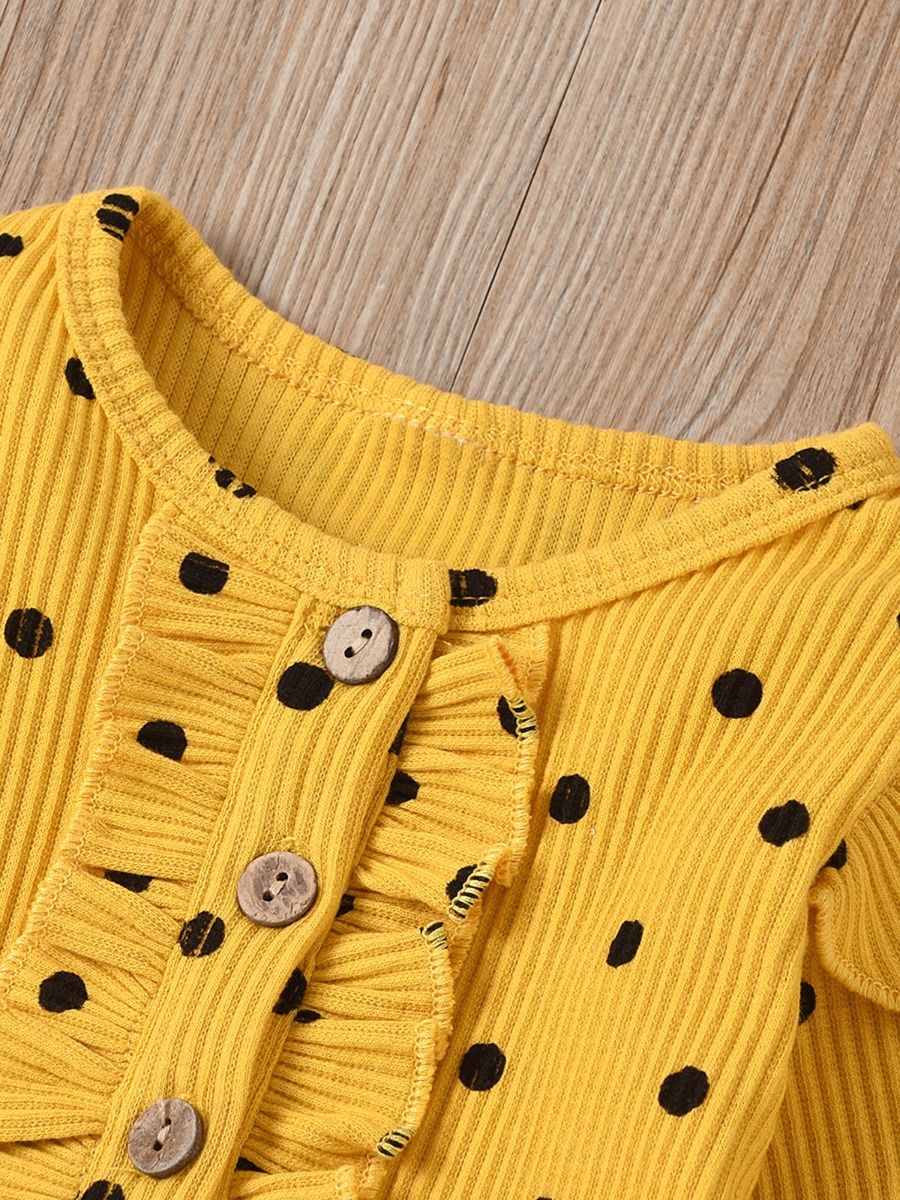 Babyhug 100% Cotton Flutter Sleeves Polka Dots Print & Striped Vest Pack of 3 - Multicolour main image 1