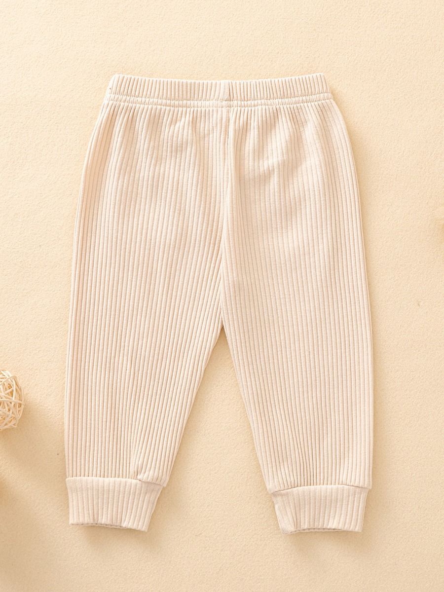 Babyhug 100% Cotton Woven Full Length Trouser Solid Colour - Beige
