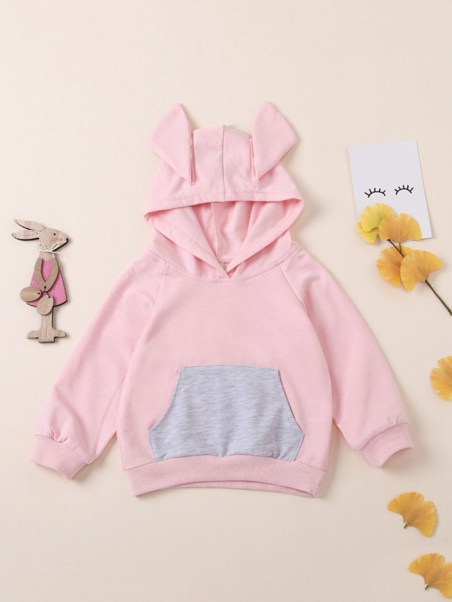 Wholesale Kid Girl Bear Style Pink Hooded Sweatshirt 20