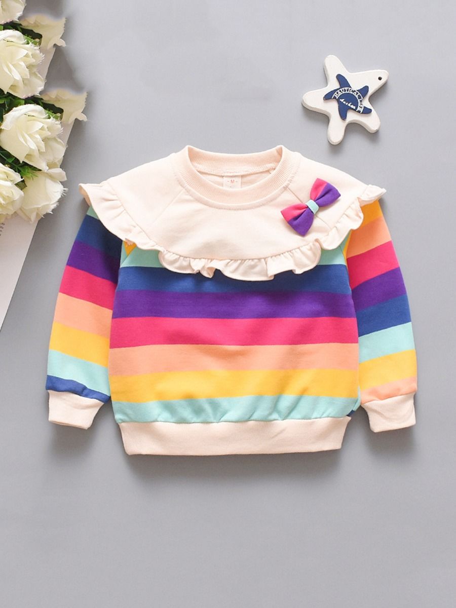 Wholesale Baby Girl Doll Collar Rainbow Sweatshirt 2012