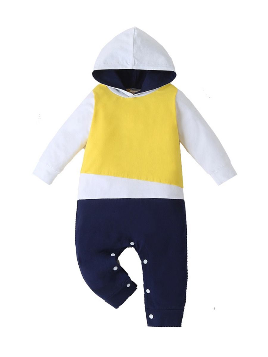 Wholesale Baby Color Block Hooded Jumpsuit 201211622