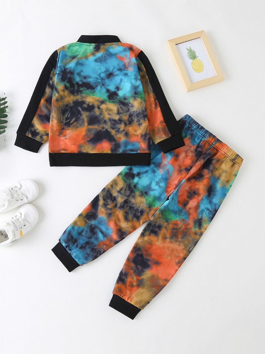 Wholesale 2 Piece Kid Boy Tie Dye Set Top And Pants 201