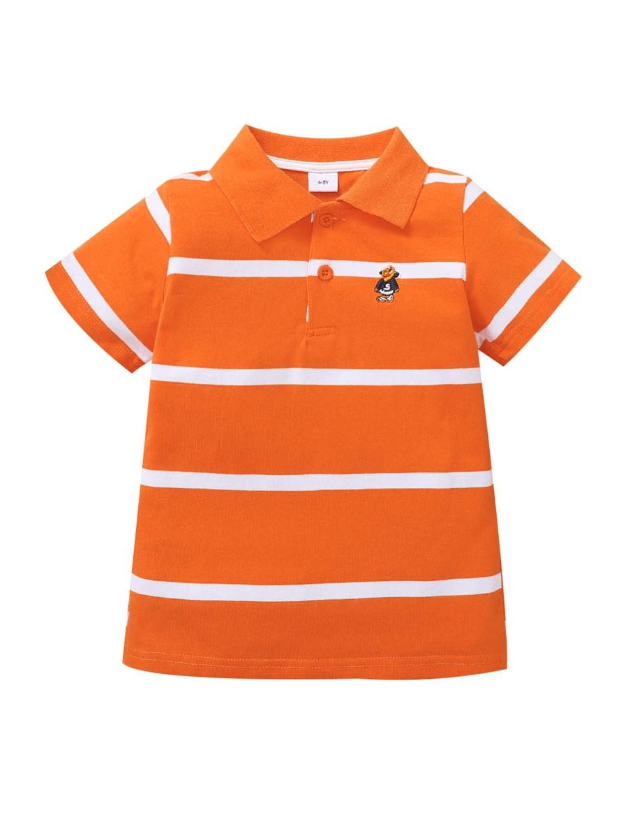Wholesale Kid Boy Cartoon Striped Polo Shirt 21010342