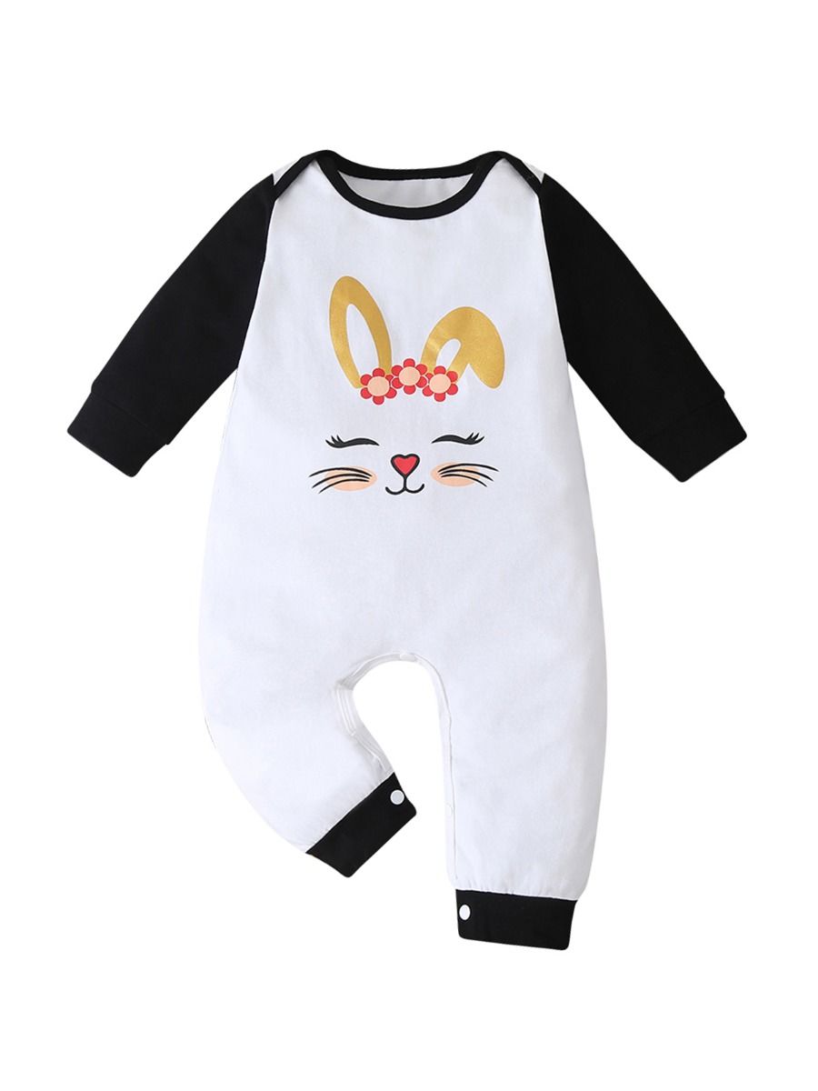 kiskissing wholesale Wholesale Baby Girl Rabbit Colorblcoking Jumpsuit