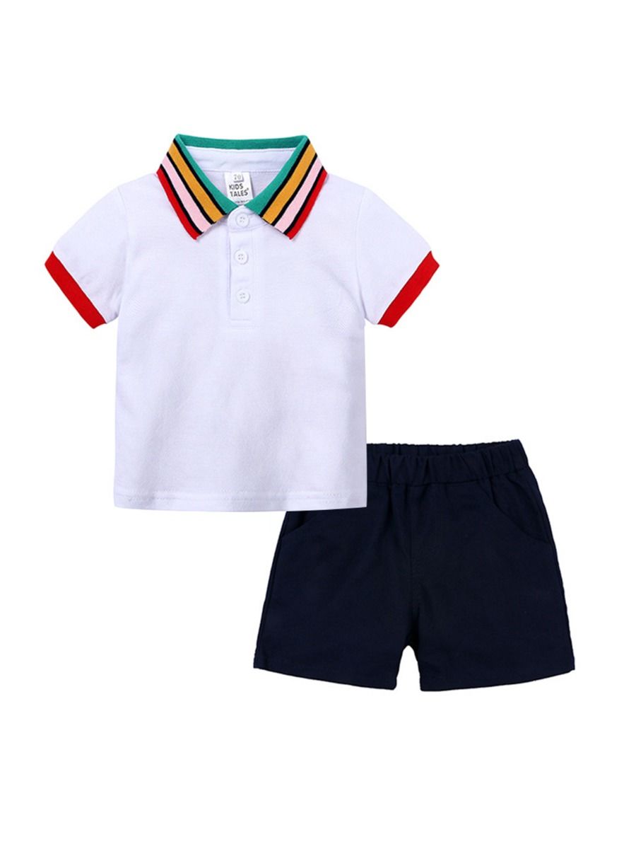 Details about   2-piece Striped Polo Shirt & Shorts for Toddler Boy For Wholesale