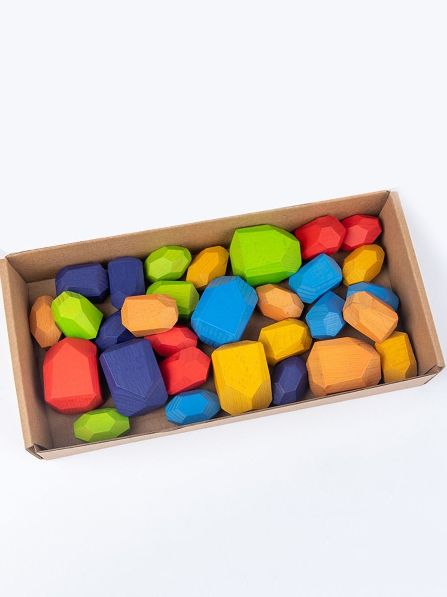 Wholesale 30 Pcs Colorful Wooden Stacking Stones 210108