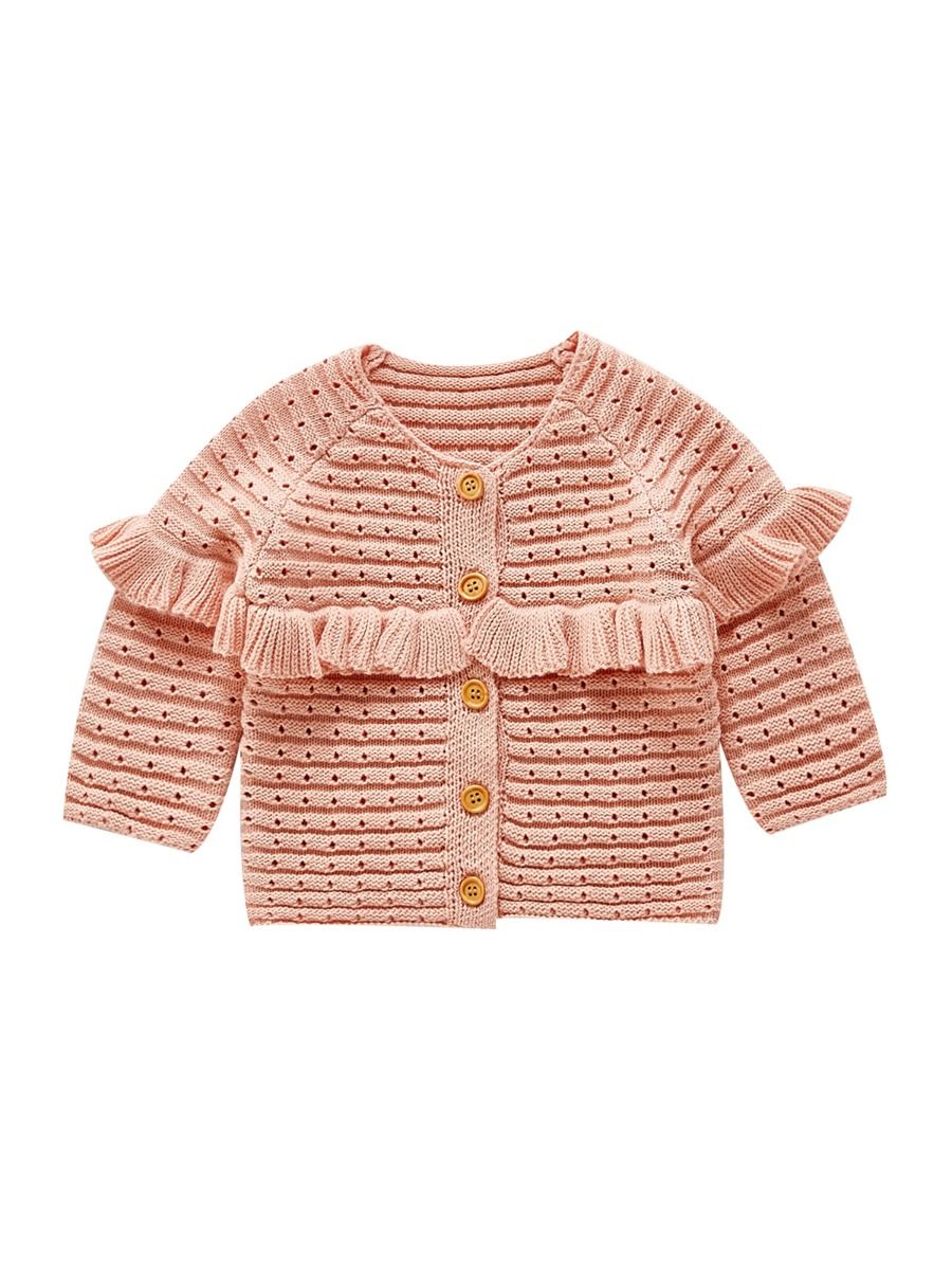 Wholesale Baby Girl Ruffle Trim Knit Cardigan 210113997