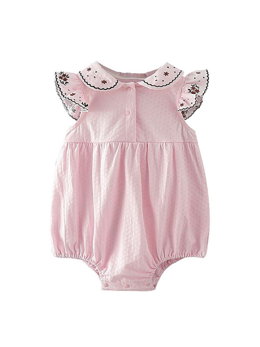 Wholesale Flutter Sleeve Floral Baby Girl Bodysuit 2101
