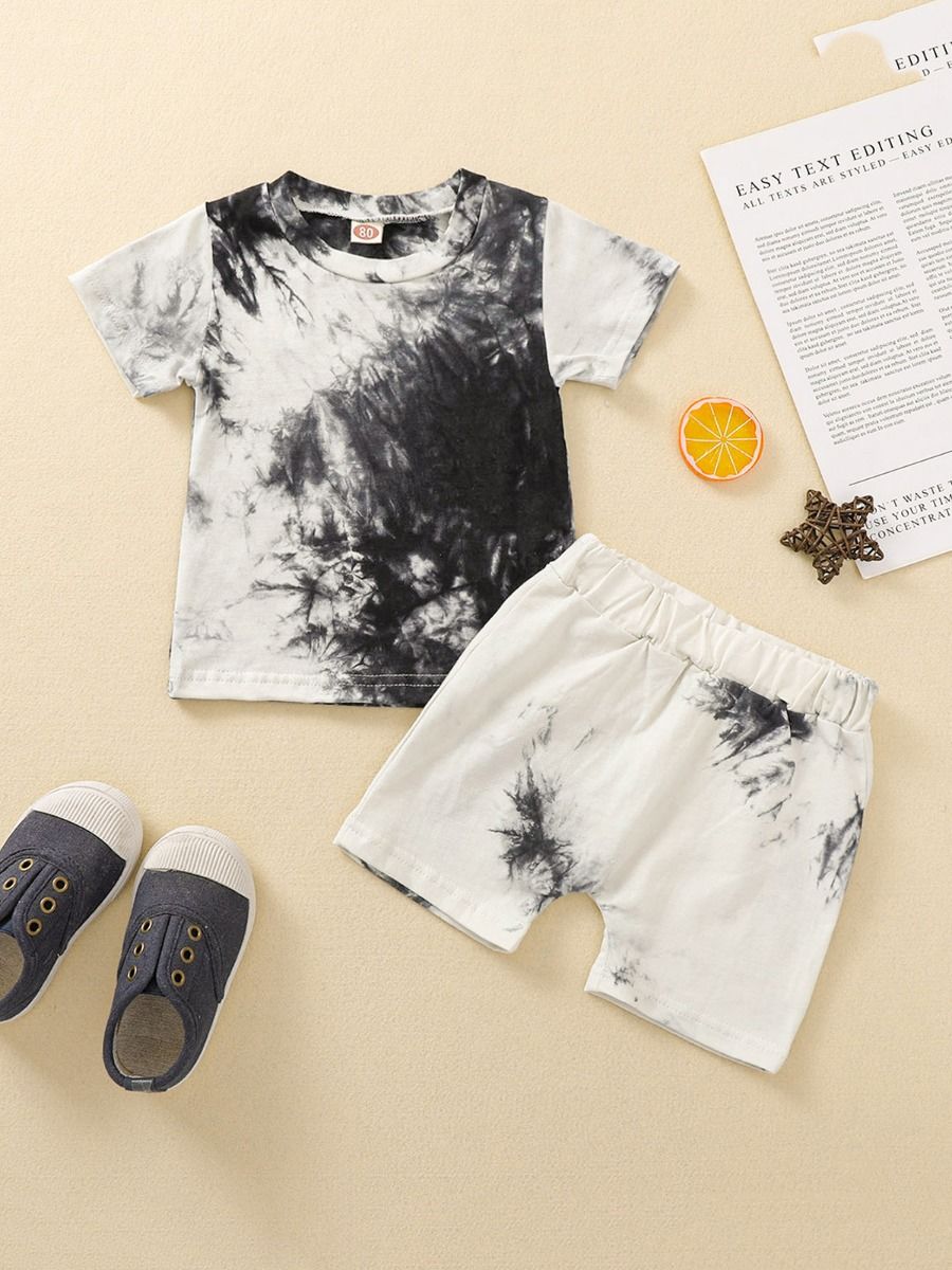 Wholesale 2 Pieces Toddler Kid Boy Tie Dye Outfits Tee