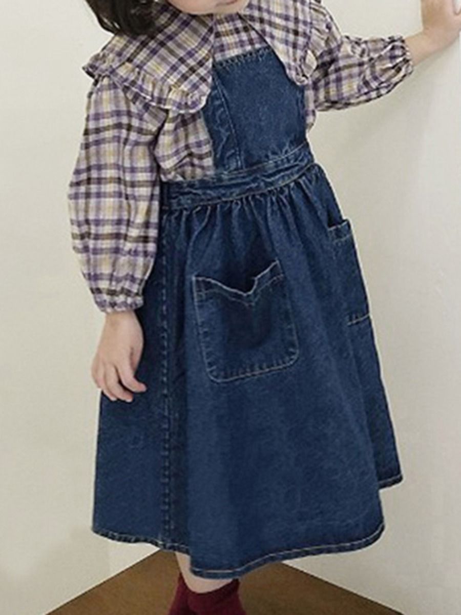 Wholesale Kid Girl Denim Overall Skirt 210415199 kisk