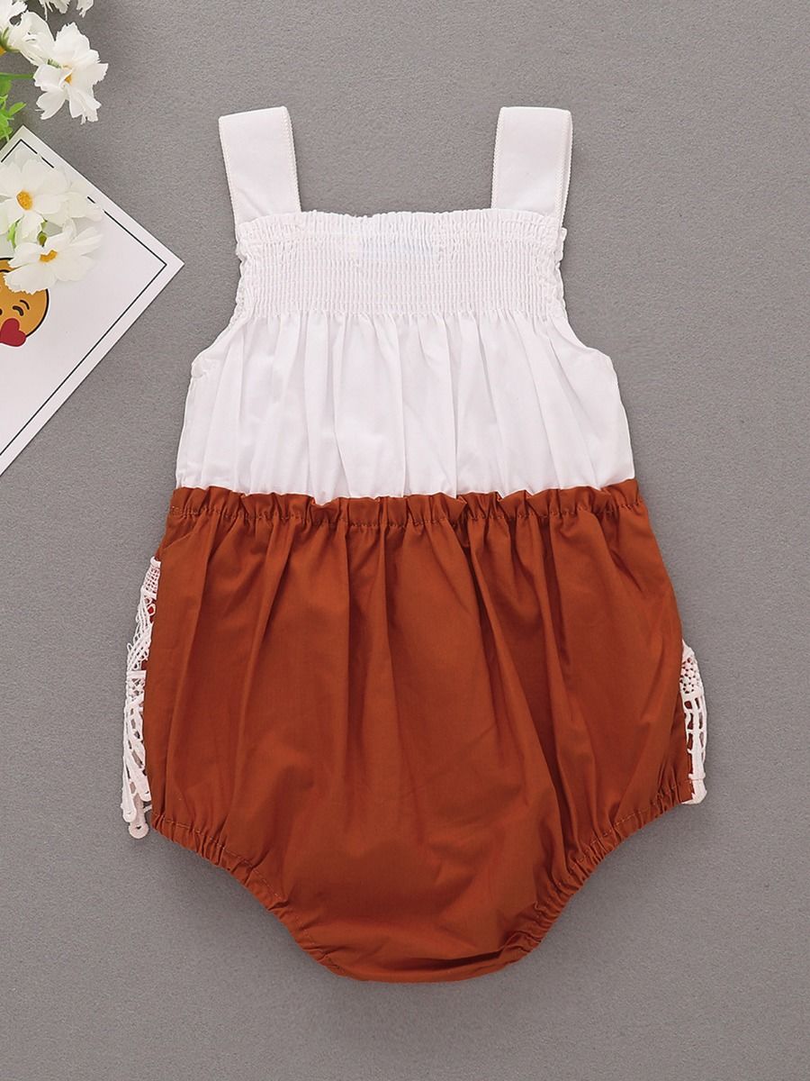 Wholesale Baby Girl Lace Shirred Tank Bodysuit 21042284