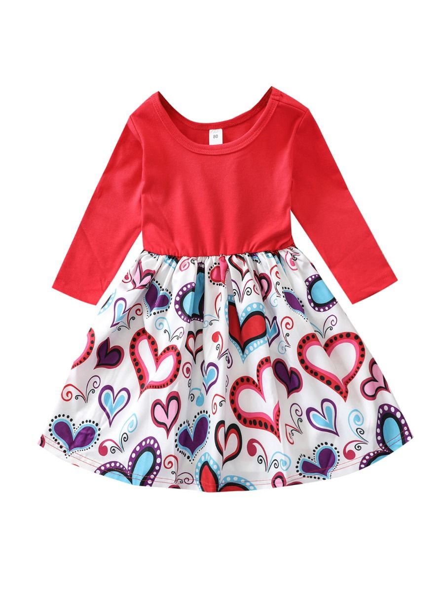 Wholesale Love Heart Print Dresses For Girls 210707754