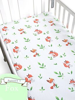 Cartoon Print Baby Bed Fitted Sheet Cotton Newborn Knitting Bed Cover