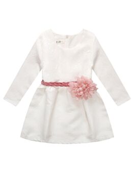 Toddler Big Girls Floral White Christening Dress with Big Flower Belt Christening Gowns and Baptism Outfits 