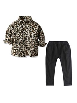 2-Piece Fashion Little Kids Leopard Print Shirt Matching Pants Set