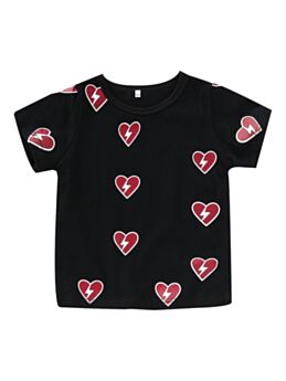 Little Kids Love Heart Print Tee Top 