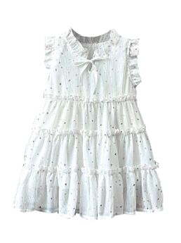 Little Girl Stars Overall Print Ruffle Dress