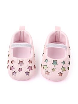 Baby Girl Heart Star Pattern T-bar Crib Shoes 